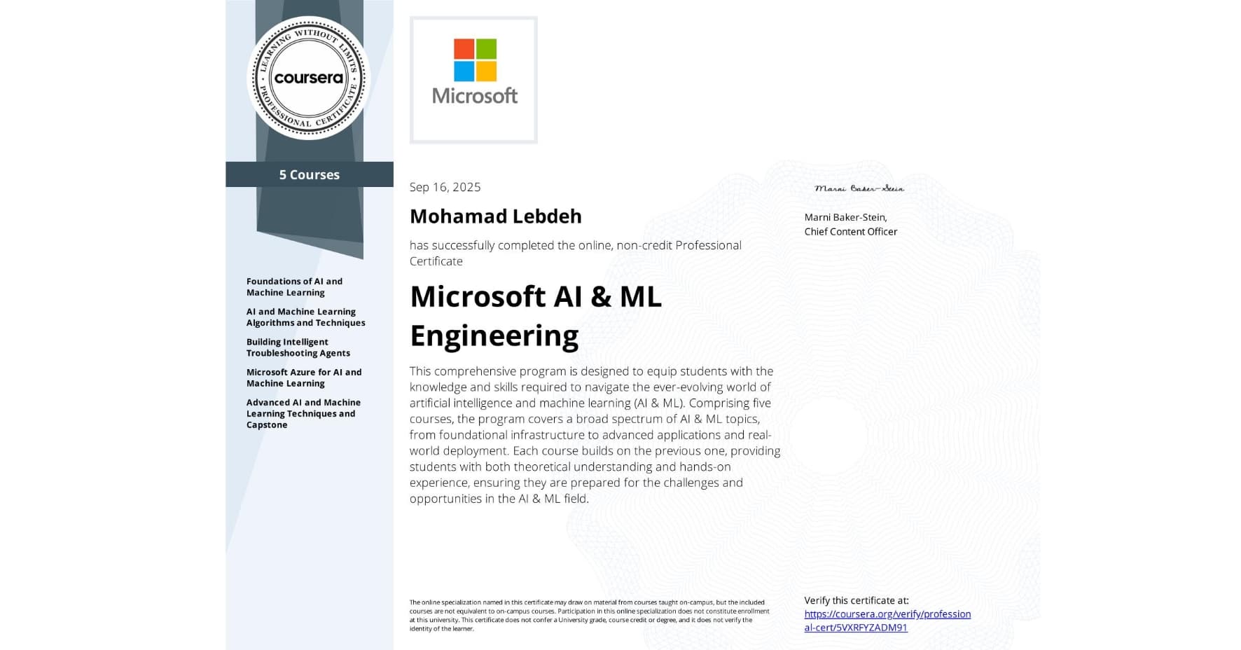 Microsoft AI & ML Engineering