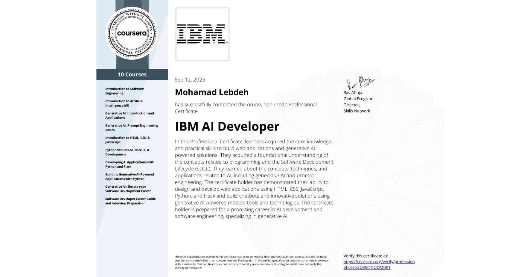 IBM AI Developer